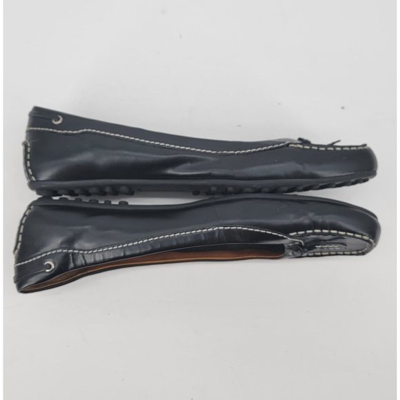 Eddie Bauer 10M Leather Tassel Loafers Womens Black Flats Non Slip Rubber Sole - Picture 4 of 7